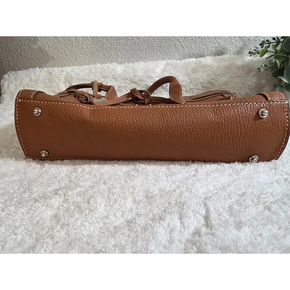 Dooney  & Bourke vintage small tassle tote bag in brown peppled leather - Picture 12 of 12